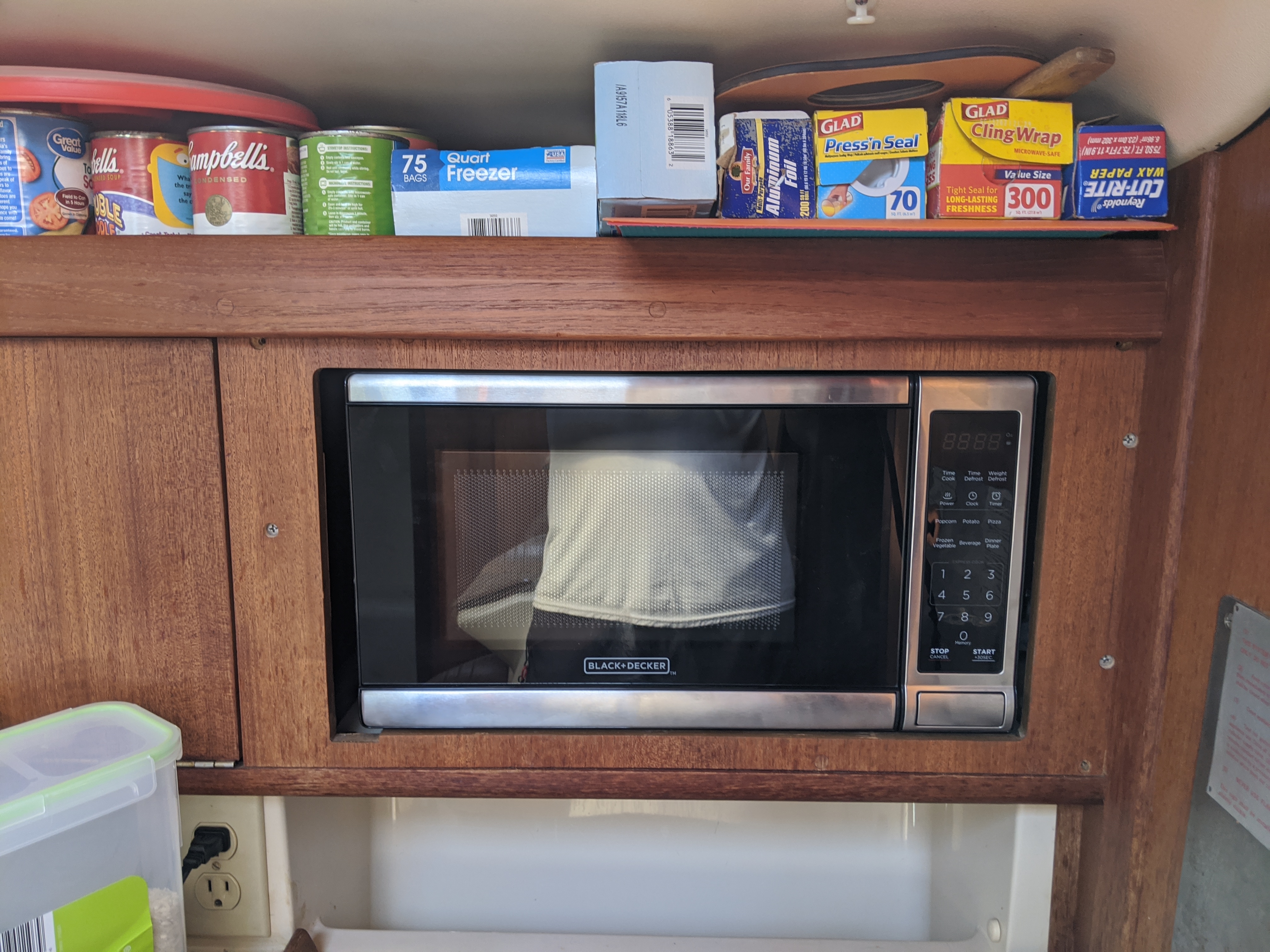 New microwave in place with faceplate installed