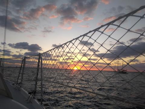 Sunset through lifeline netting
